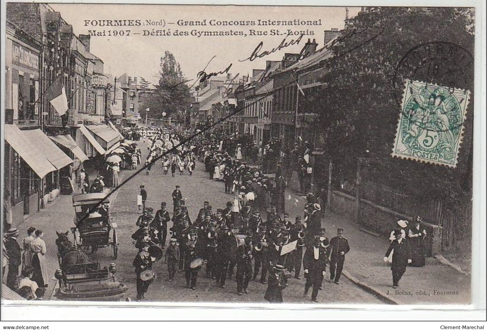 FOURMIES : Grand Concours International - Mai 1907 - Défilé Des Gymnastes Rue St Louis - Très Bon état - Fourmies