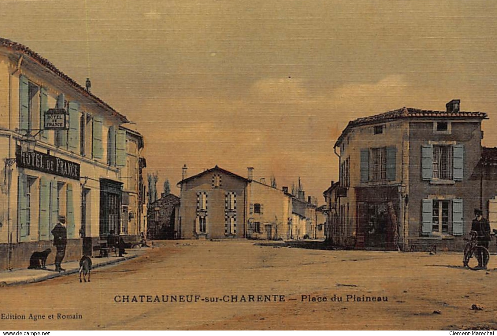 CHATEAUNEUF-sur-CHARENTE : Place Du Plaineau, Hotel De France, Toillée - Tres Bon Etat - Chateauneuf Sur Charente