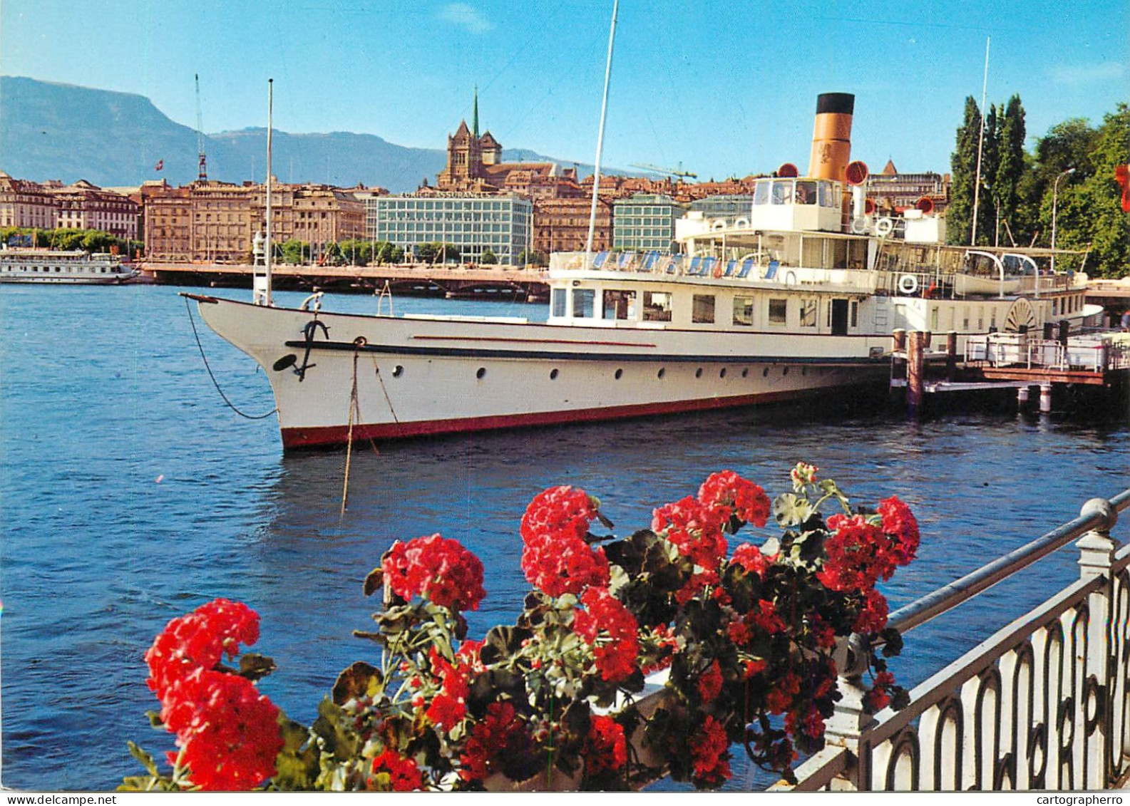 Navigation Sailing Vessels & Boats Themed Postcard Geneve Debarcadere Mont Blanc - Velieri