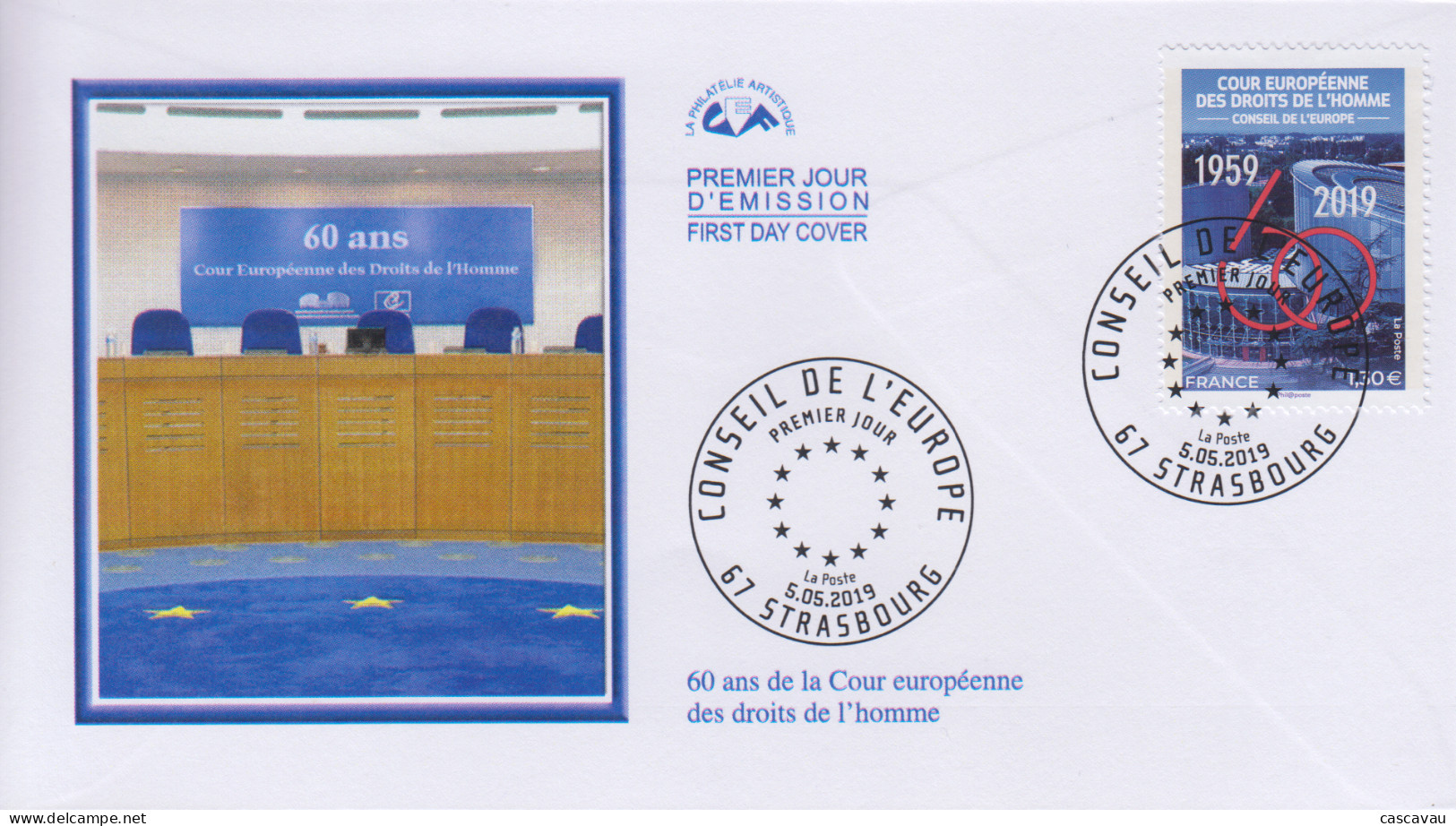 Enveloppe  FDC   1er  Jour   FRANCE    CONSEIL  DE   L' EUROPE    2019 - 2010-2019