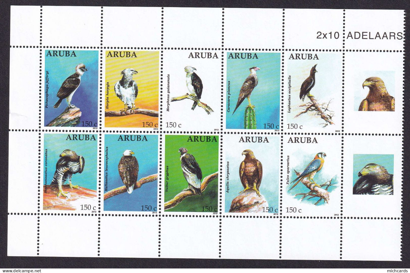 323 ARUBA 2012 - Y&T 611/20 + Vignette - Oiseau Aigle - Neuf ** (MNH) Sans Charniere - Curaçao, Antilles Neérlandaises, Aruba