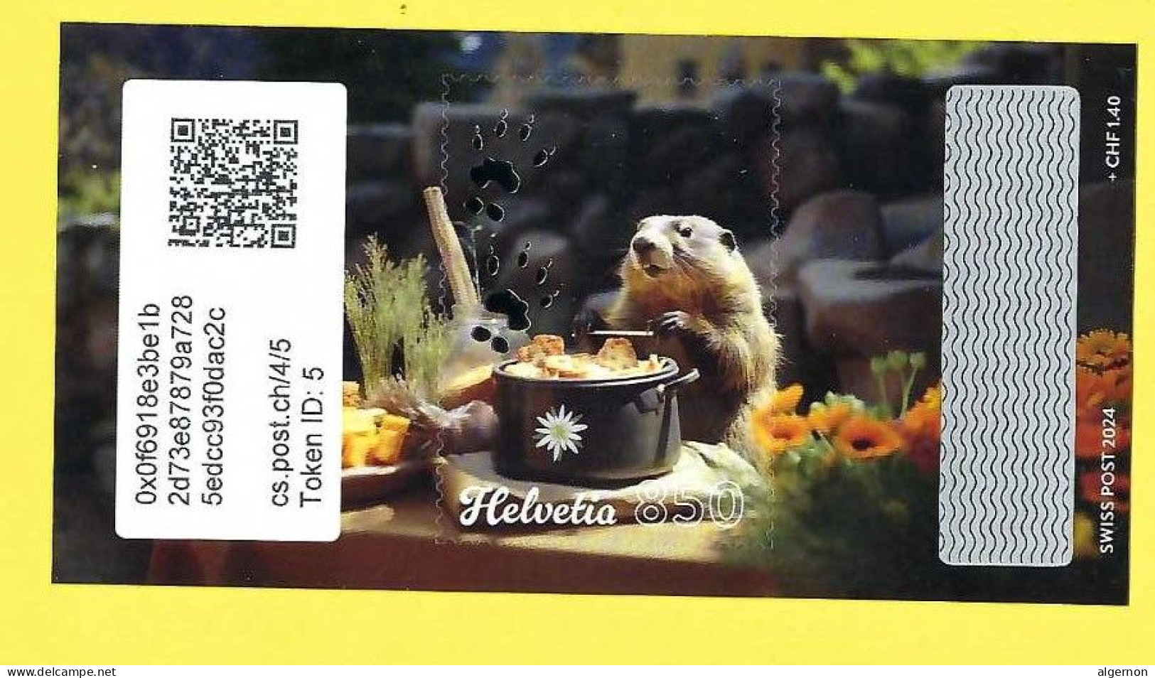 2024 Swiss Crypto Stamp 4.0 - ID 5 ** Marmotte Fondue Tirage 7500 Exemplaires ! - Ungebraucht