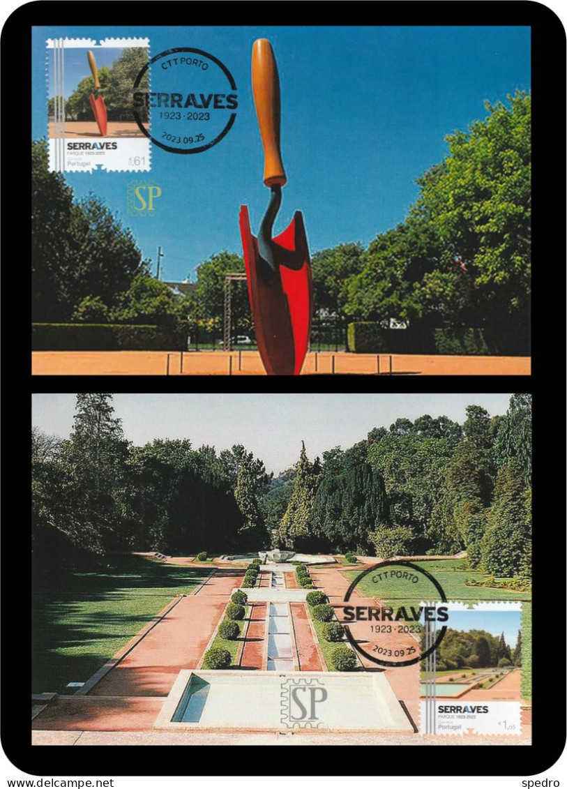 Portugal 2023 2 Postal Máximo 100 Anos Do Parque De Serralves Museu Architectura Art Museum Maximum Maxicard Porto - Maximumkarten (MC)
