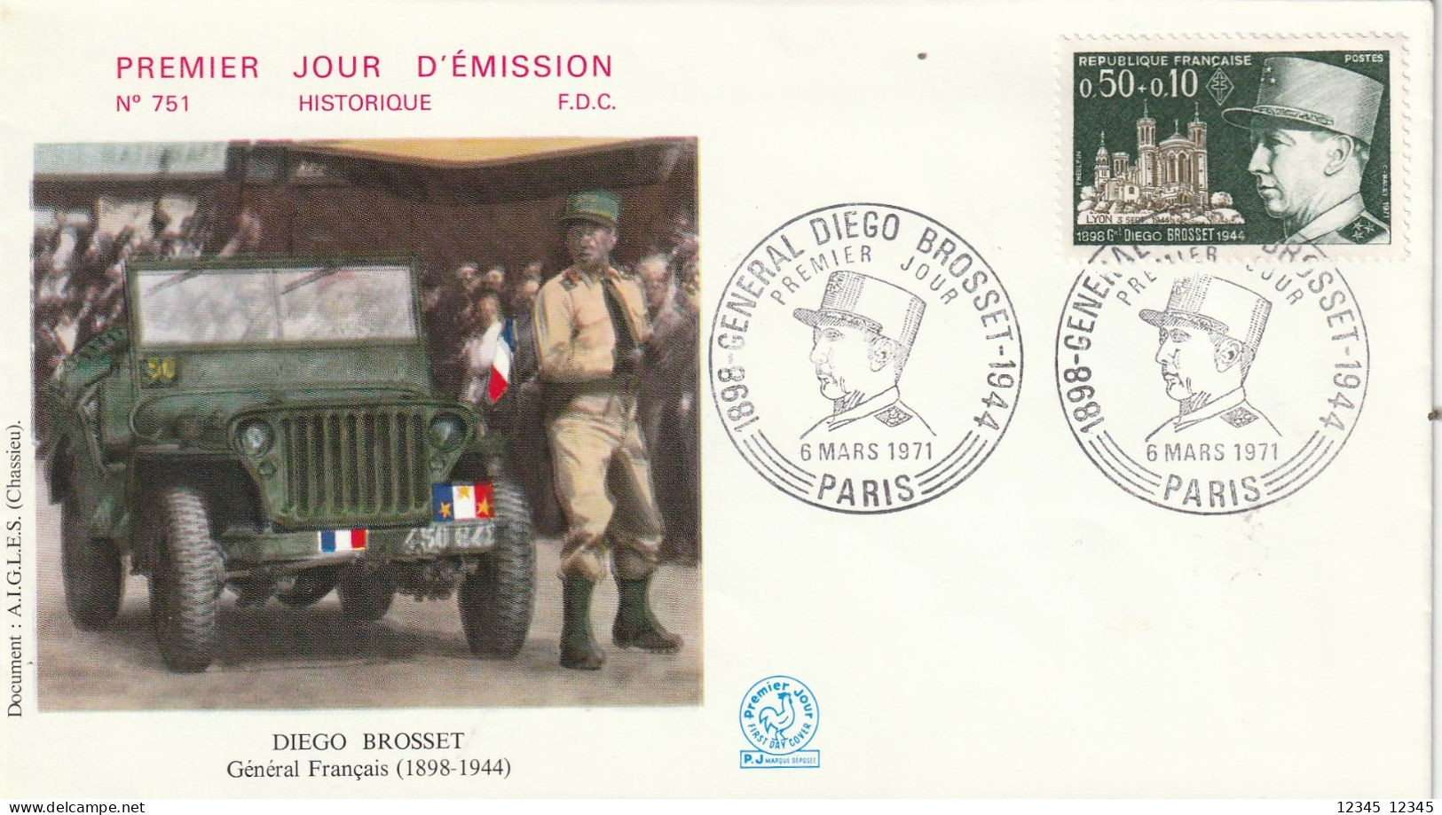 Frankrijk 1971, FDC Unused, Diego Brosset (1898-1944), General; Basilica Of Notre Dame De Fourvière, Lyon - 1970-1979