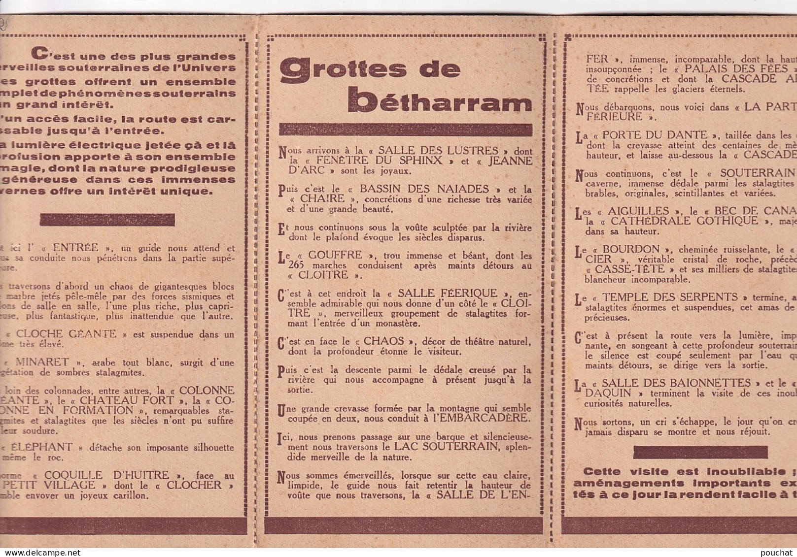 Z+ Nw-(65) GUIDE SOUVENIR GROTTES DE BETHARAM - DEPLIANT 3 VOLETS - Reiseprospekte