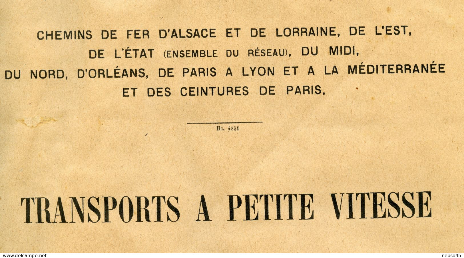 Instructions Générales.1926.Transport à Petite Vitesse.Chemins De Fer.Alsace-Lorraine.de L'Est.d'Etat.du Midi.du No - Spoorweg