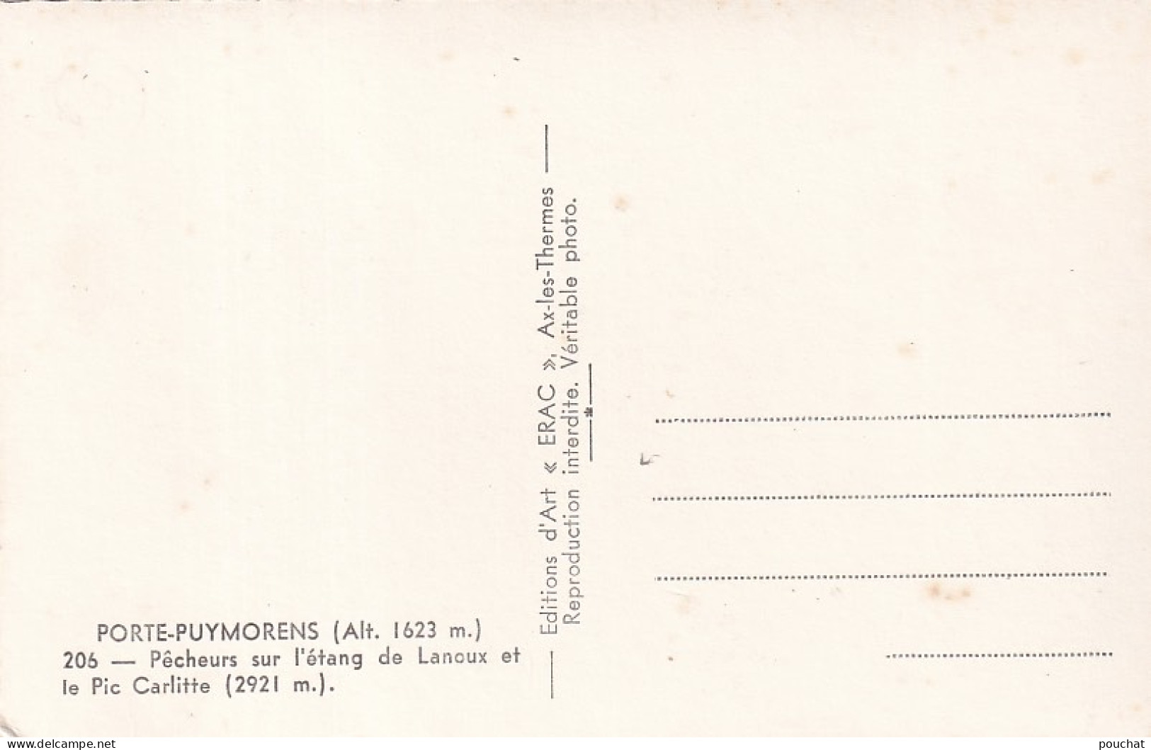 Z+ Nw-(66) PORTE PUYMORENS - PECHEURS SUR L'ETANG DE LANOUX ET LE PIC CARLITTE - Sonstige & Ohne Zuordnung