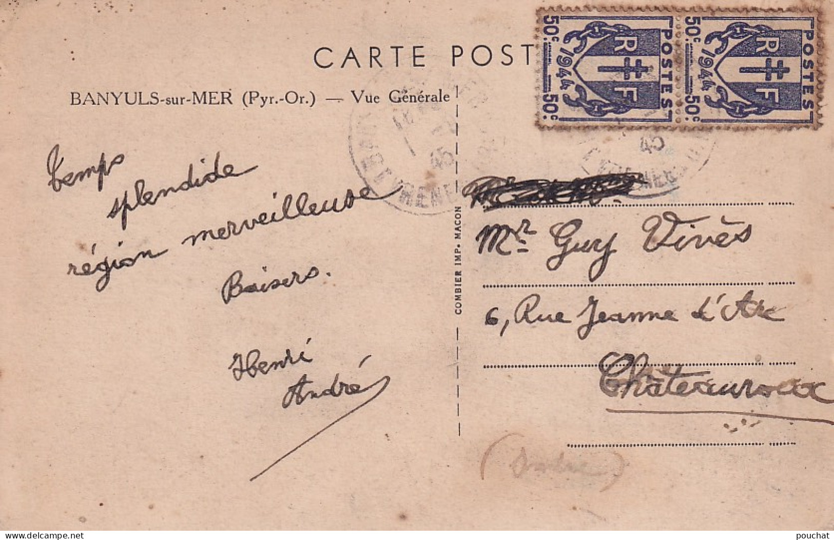 Z+ Nw-(66) BANYULS SUR MER - VUE GENERALE - CARTE COLORISEE - Banyuls Sur Mer