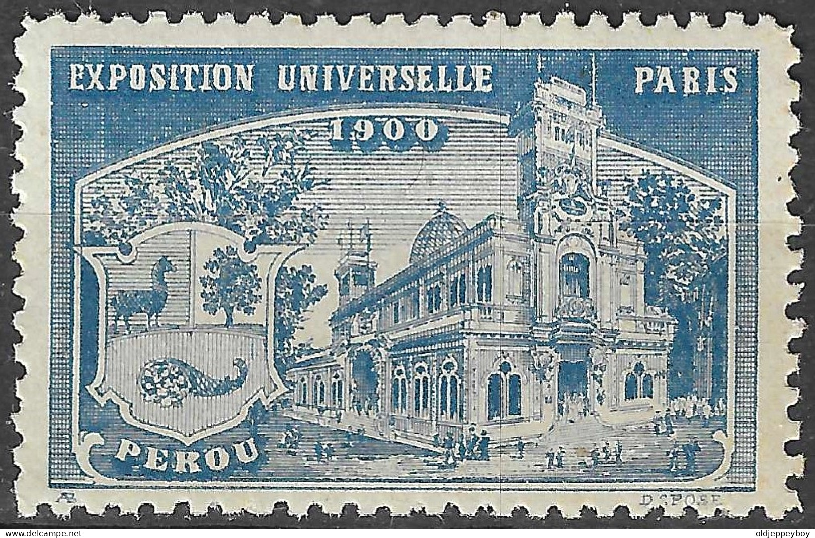 FRANCE ERINOPHILIE FAIR EXPOSITION UNIVERSELLE 1900 PARIS PEROU PERU Vignette CINDERELLA MNH** - 1900 – París (Francia)