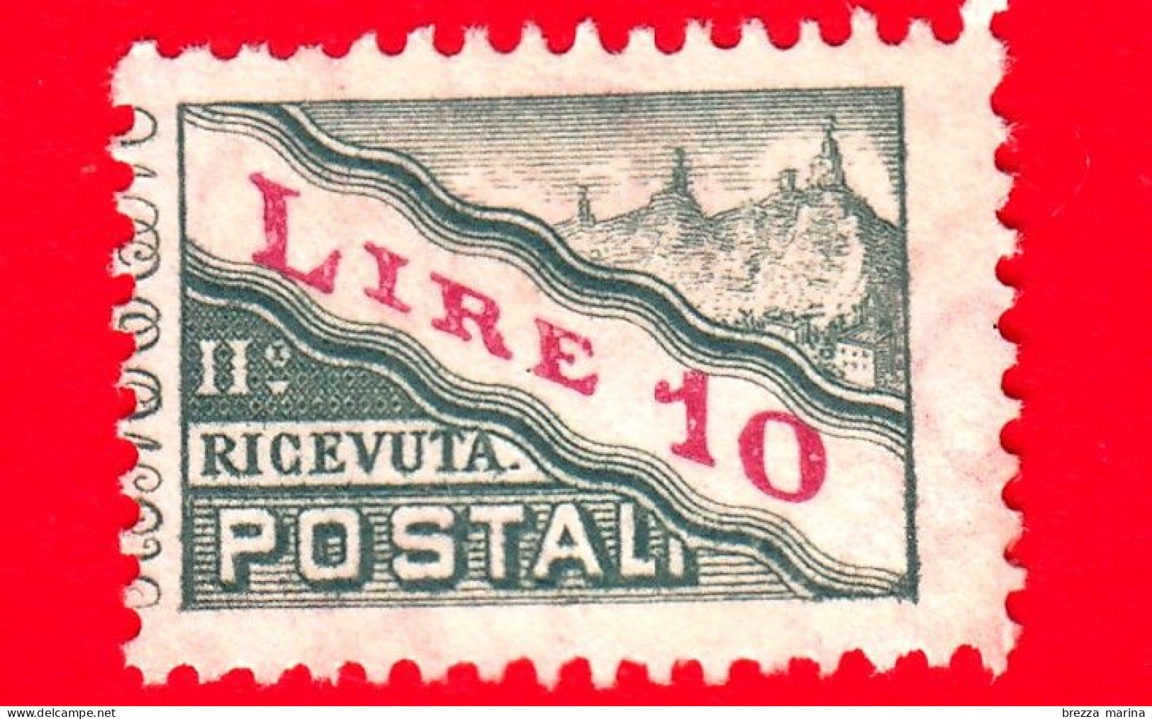 SAN MARINO - Usato - 1953 - Due Sezioni, Filigrana Ruota - Pacchi Postali - Colli Di San Marino - Ricevuta - 3 - Spoorwegzegels