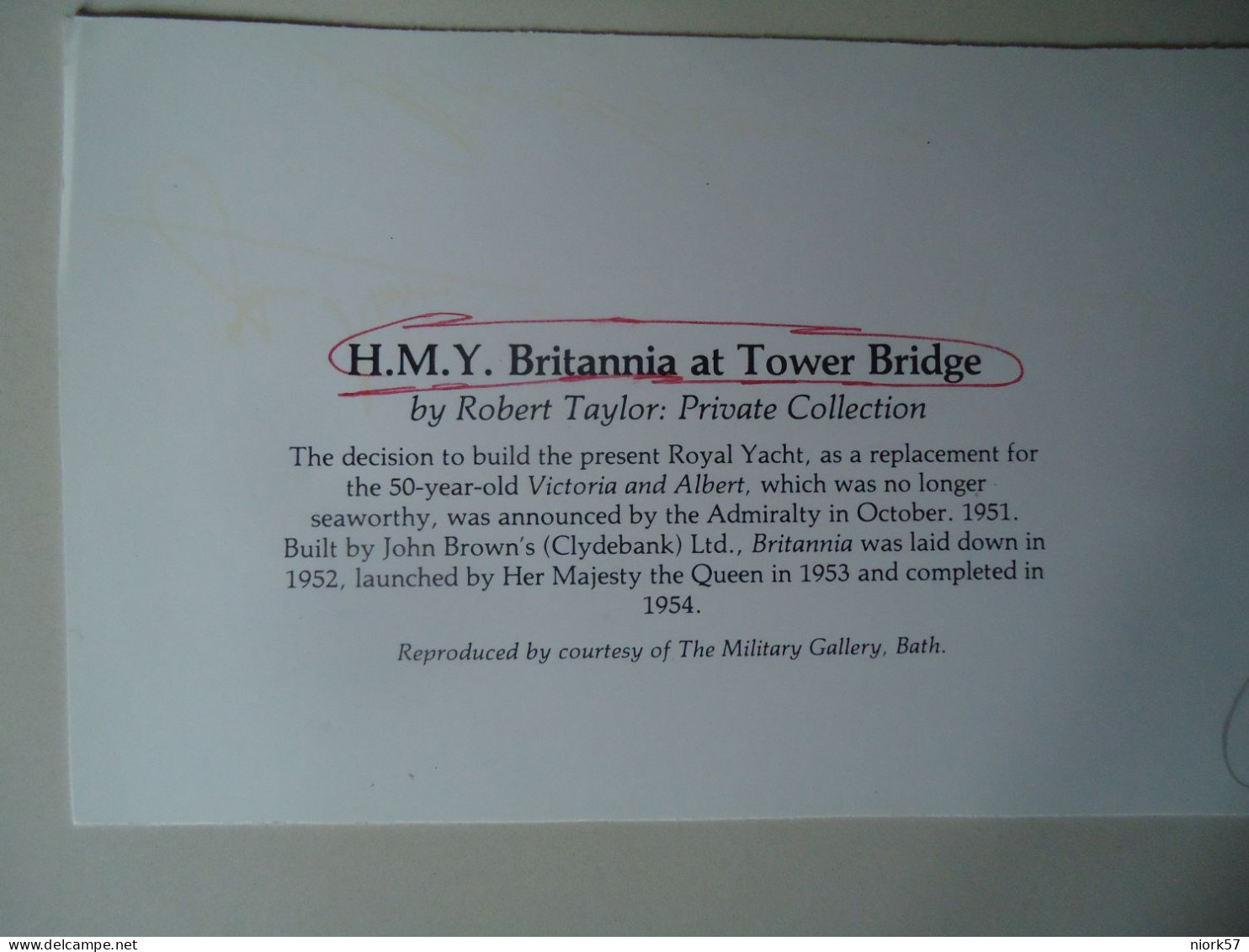 UNITED KINGDOM POSTCARDS H.MY BRITANIA AT TOWER BRIDGE  1954  MORE  PURHASES 10% DISCOUNT - Altri & Non Classificati