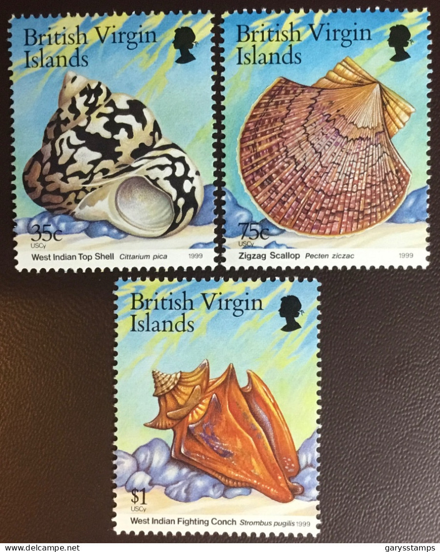 British Virgin Islands 1999 Shells Top 3 Values MNH - Coneshells