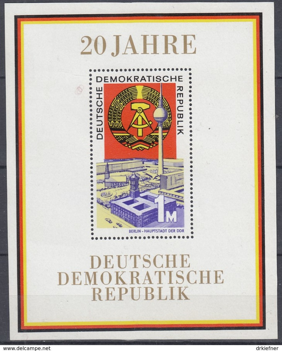 DDR Block 28, Postfrisch **, 20 Jahre DDR 1969 - Autres & Non Classés