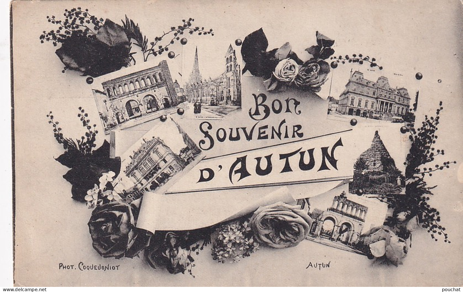 Z+ Nw-(71) BON SOUVENIR D'AUTUN - CARTE FANTAISIE MULTIVUES - Autun