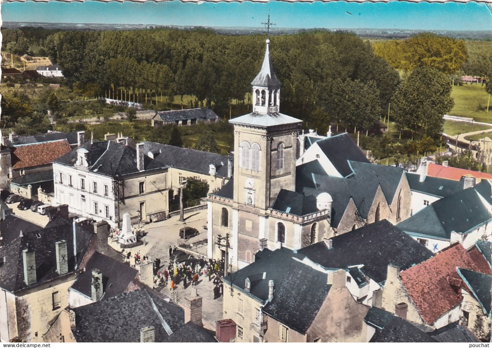 Z++ Nw-(72) PONTVALLAIN - L'EGLISE ET LA MAIRIE - VUE AERIENNE - Pontvallain