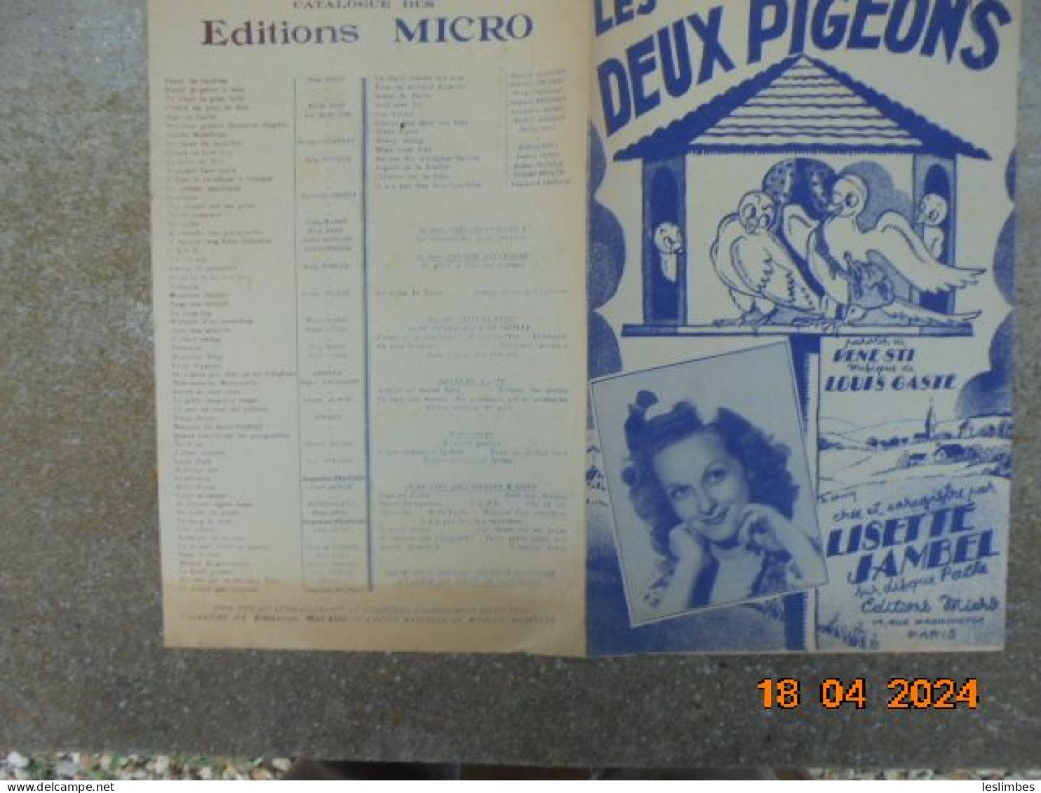 Les Deux Pigeons [partition] Fox-Trot - Rene Sti, Louis Gaste - Editions Micro 1948 - Partitions Musicales Anciennes