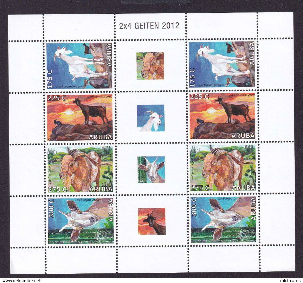 323 ARUBA 2012 - Y&T 621/24 X 2 En Feuille - Chevre - Neuf ** (MNH) Sans Charniere - Curazao, Antillas Holandesas, Aruba