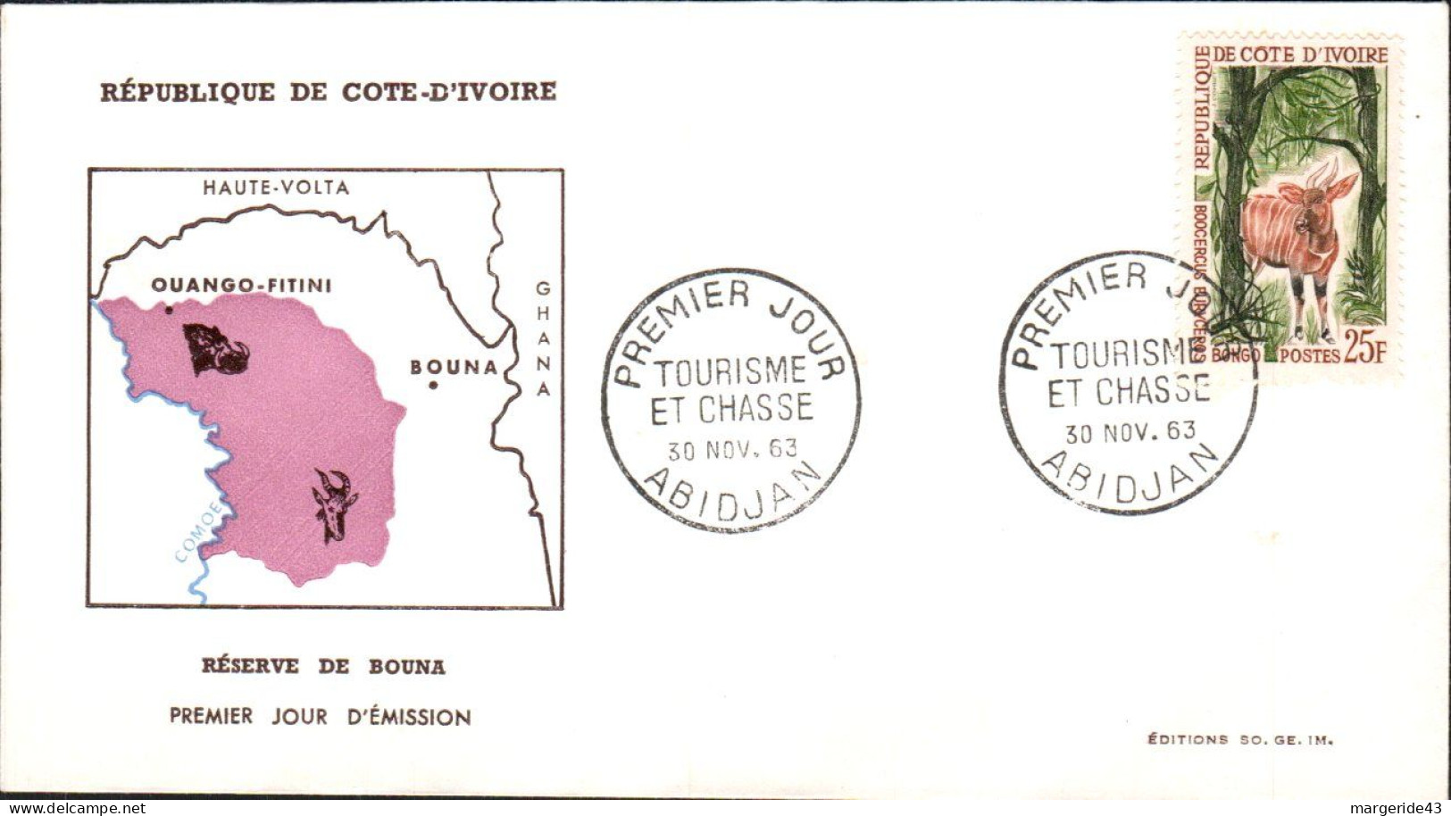 COTE D'IVOIRE FDC 1964 RESERVE DE BOUNA - Côte D'Ivoire (1960-...)