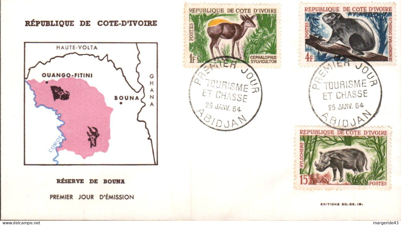 COTE D'IVOIRE FDC 1964 RESERVE DE BOUNA - Côte D'Ivoire (1960-...)