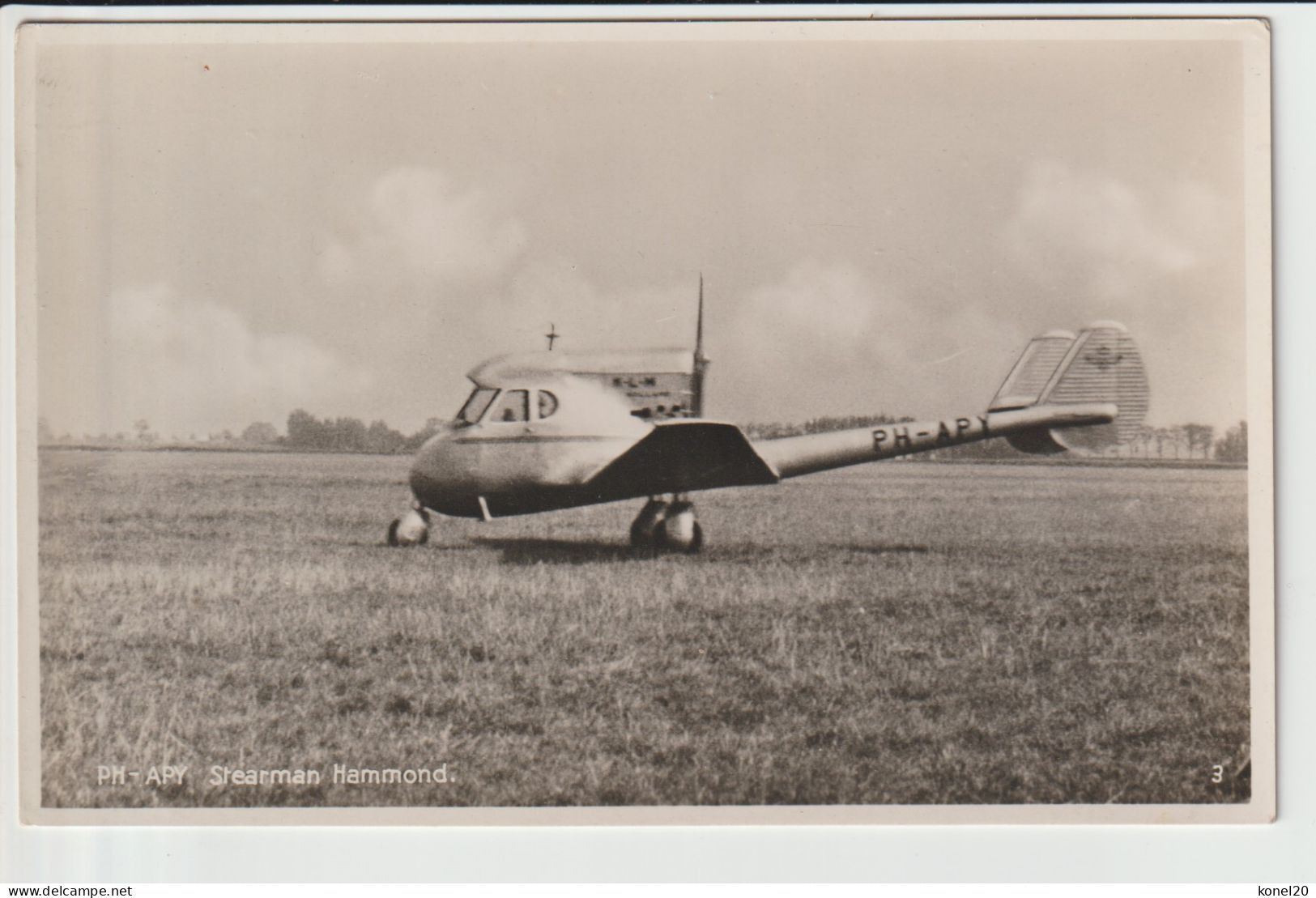 Vintage Rppc KLM K.L.M Royal Dutch Airlines Stearman Hammond Trainer Aircraft - 1919-1938: Entre Guerras