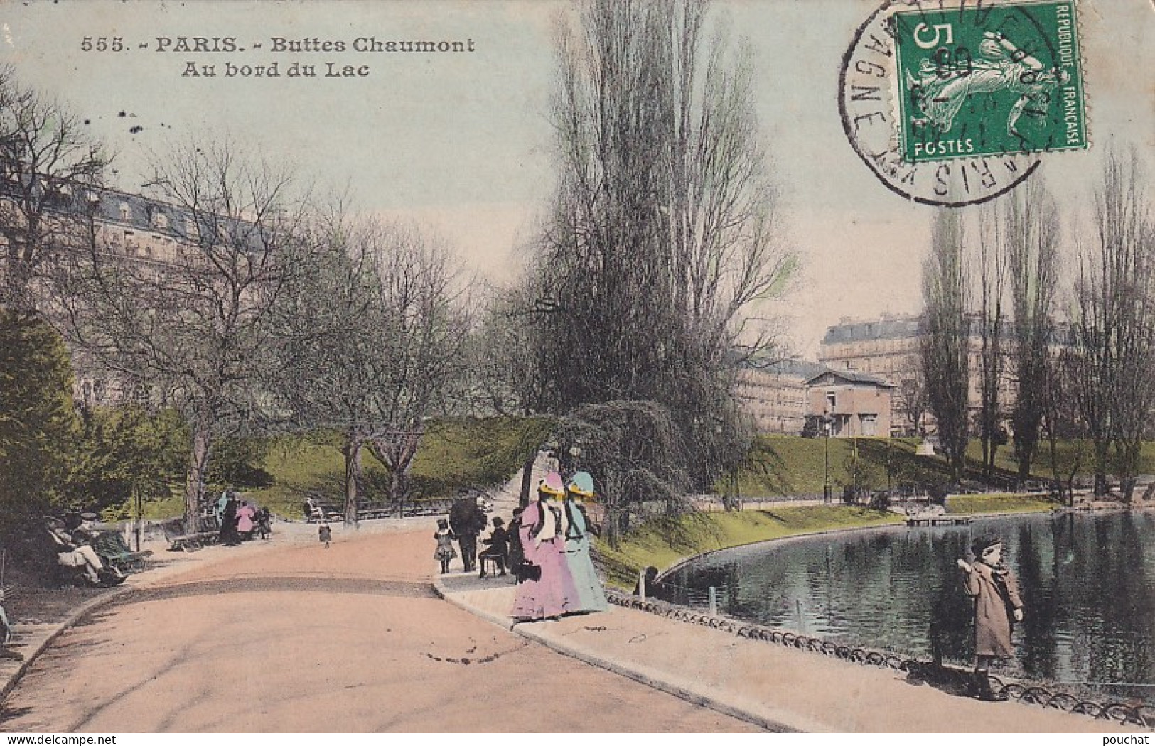 Z++ Nw-(75) PARIS - BUTTES CHAUMONT - AU BORD DU LAC - ANIMATION - CARTE COLORISEE - Parken, Tuinen