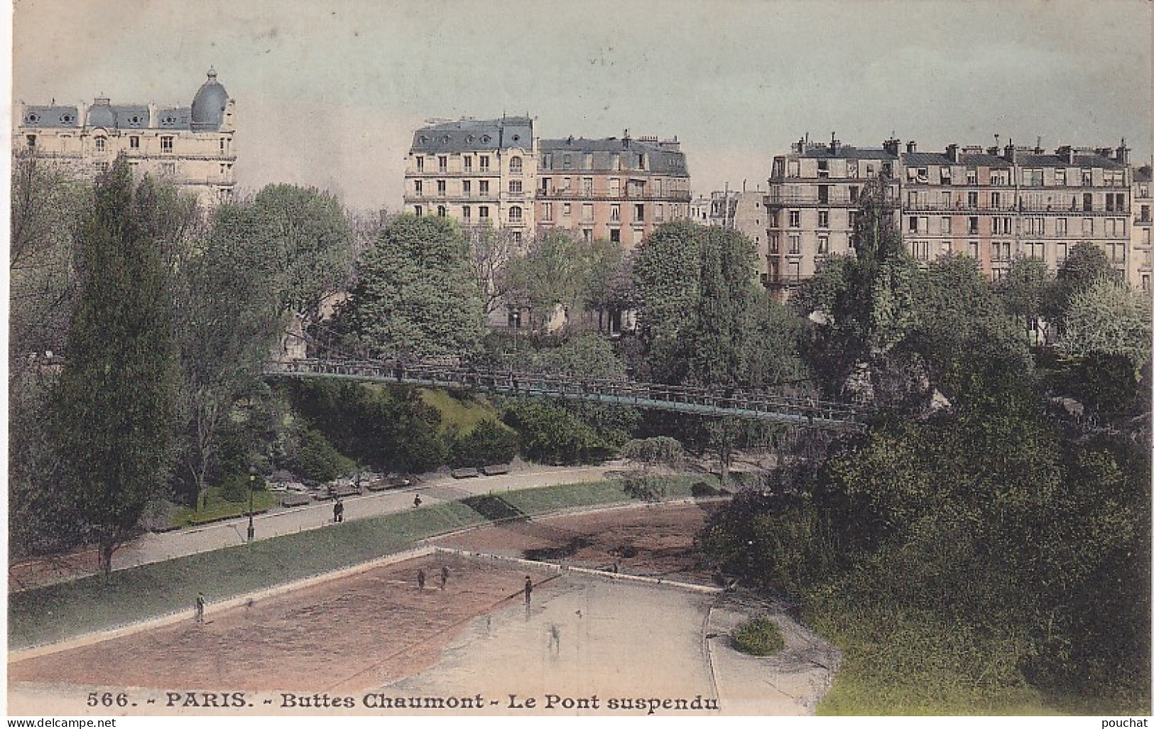 Z++ Nw-(75) PARIS - BUTTES CHAUMONT - LE PONT SUSPENDU - VUE GENERALE  - CARTE COLORISEE - Parks, Gärten