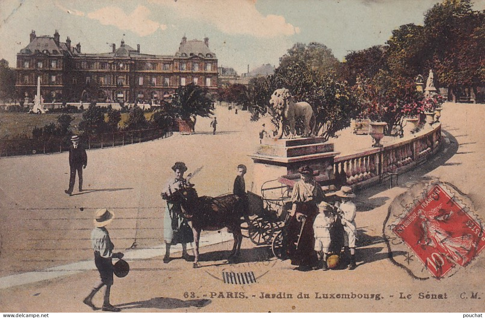 Z++ Nw-(75) PARIS - JARDIN DU LUXEMBOURG - LE SENAT - ANIMATION - ATTELAGE A ANE - CARTE COLORISEE - Parks, Gärten