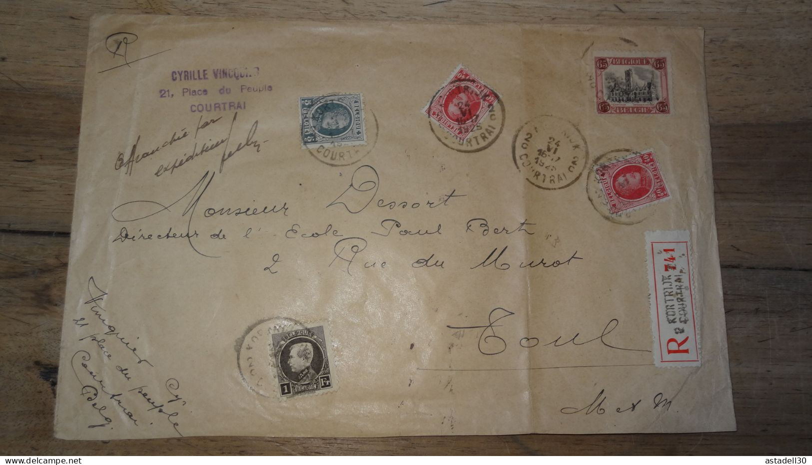 Grande Enveloppe BELGIQUE, Recommandée, Courtrai 1925 .......... 240424......... CL9-60 - Cartas & Documentos