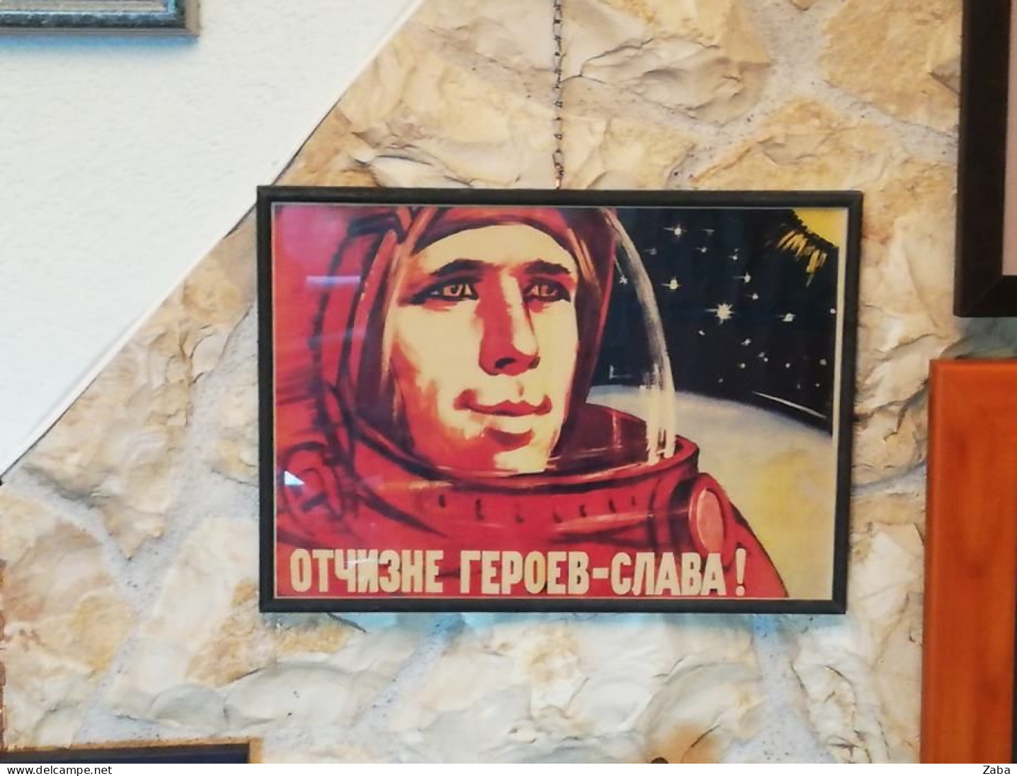 1950s SOVIET Political Poster,Framed Cosmonaut. - Afiches
