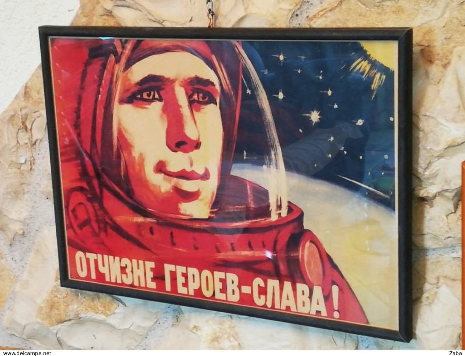 1950s SOVIET Political Poster,Framed Cosmonaut. - Affiches