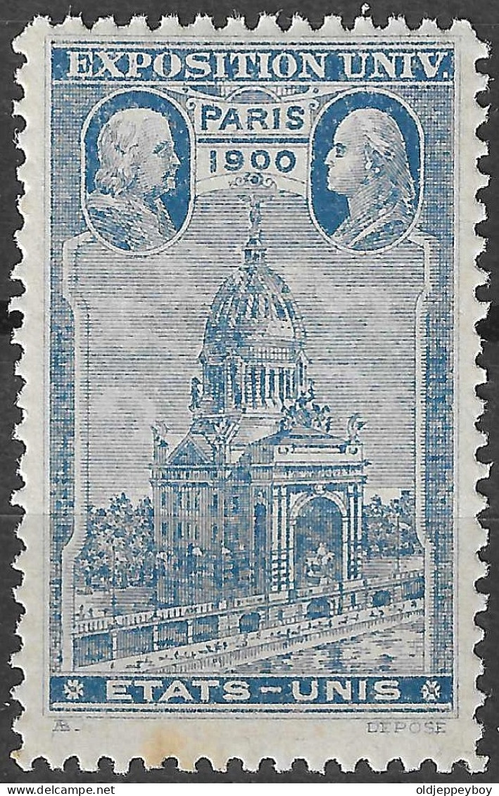 FRANCE ERINOPHILIE FAIR EXPOSITION UNIVERSELLE 1900 PARIS ETATS-UNIS UNITED STATES USA Vignette CINDERELLA MNH** - 1900 – Parigi (Francia)