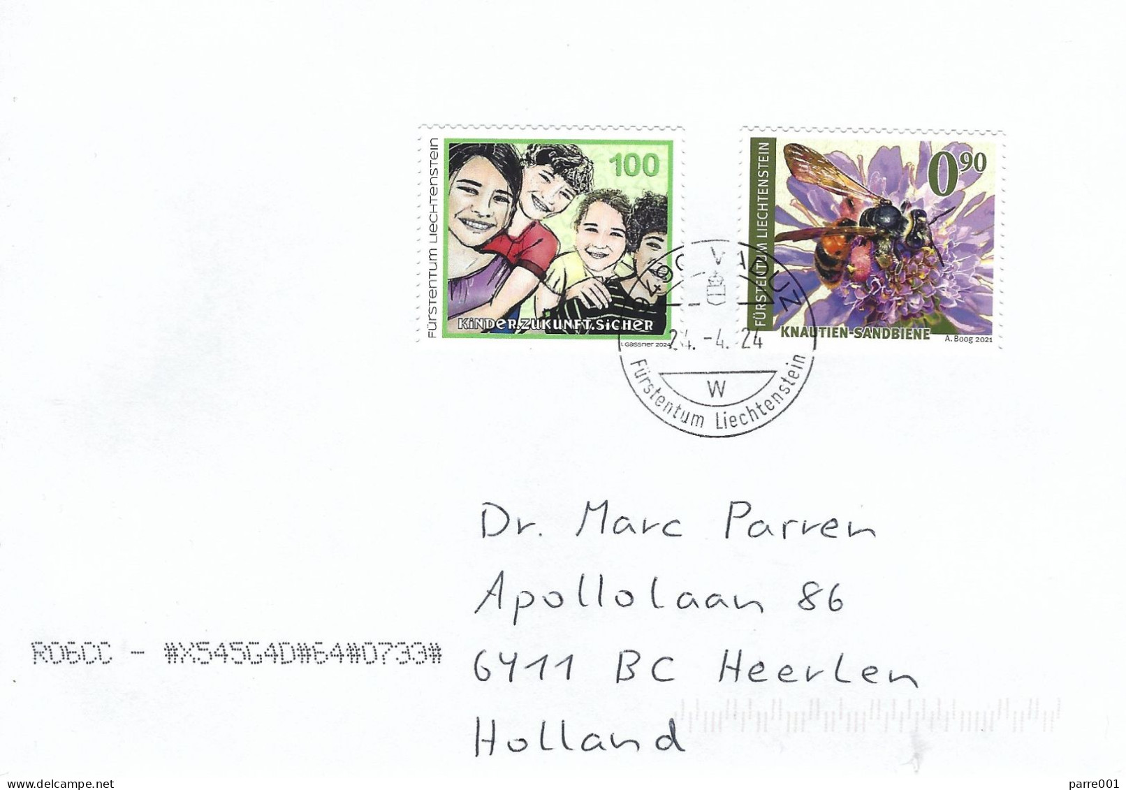 Liechtenstein 2024 Vaduz Child Future Mining Bee Andrena Hattorfiana Cover - Lettres & Documents