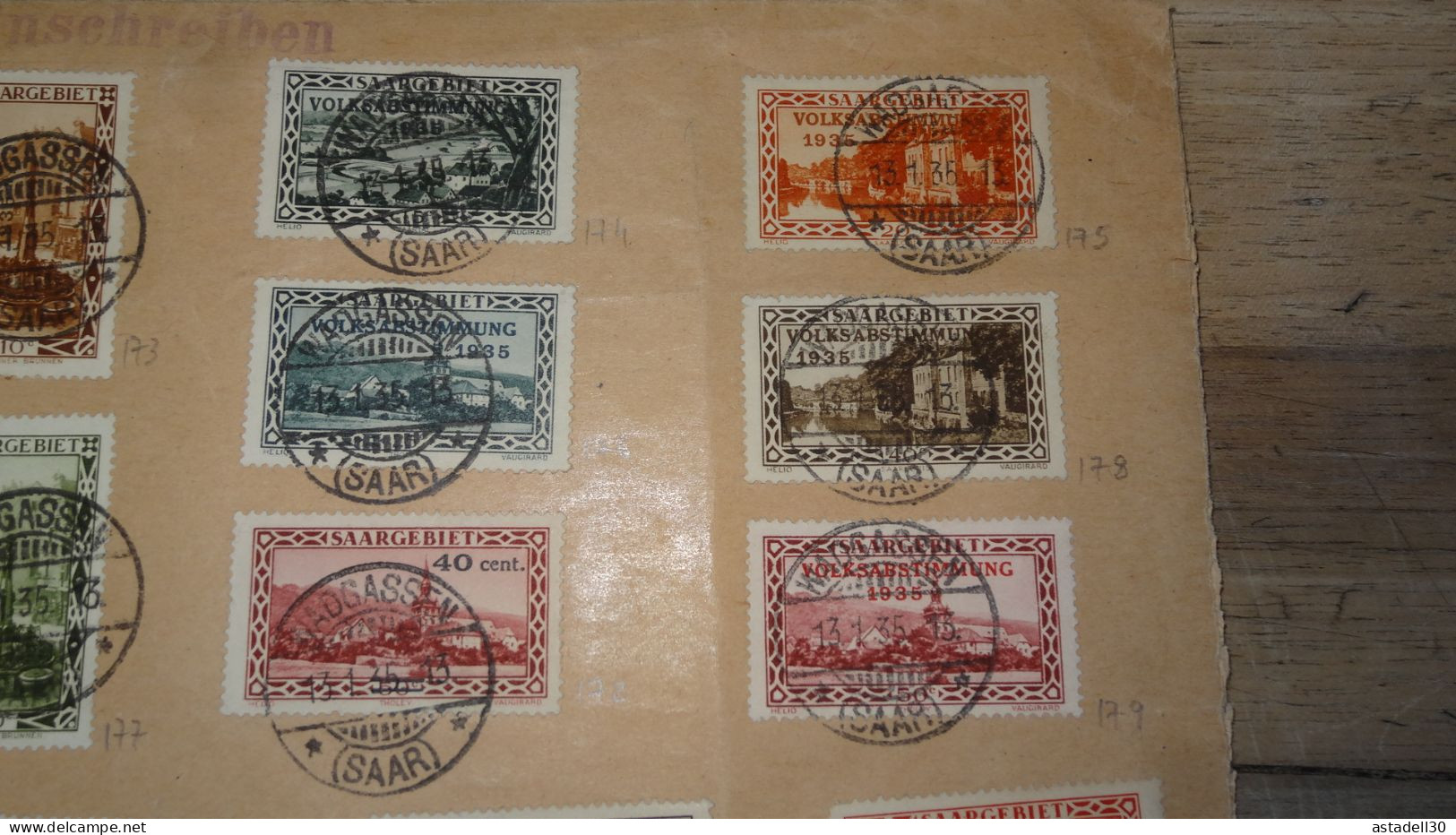 Grande Enveloppe SAARGEBIET , Wadgassen 1935, Registered  .......... 240424......... CL9-60a - Storia Postale