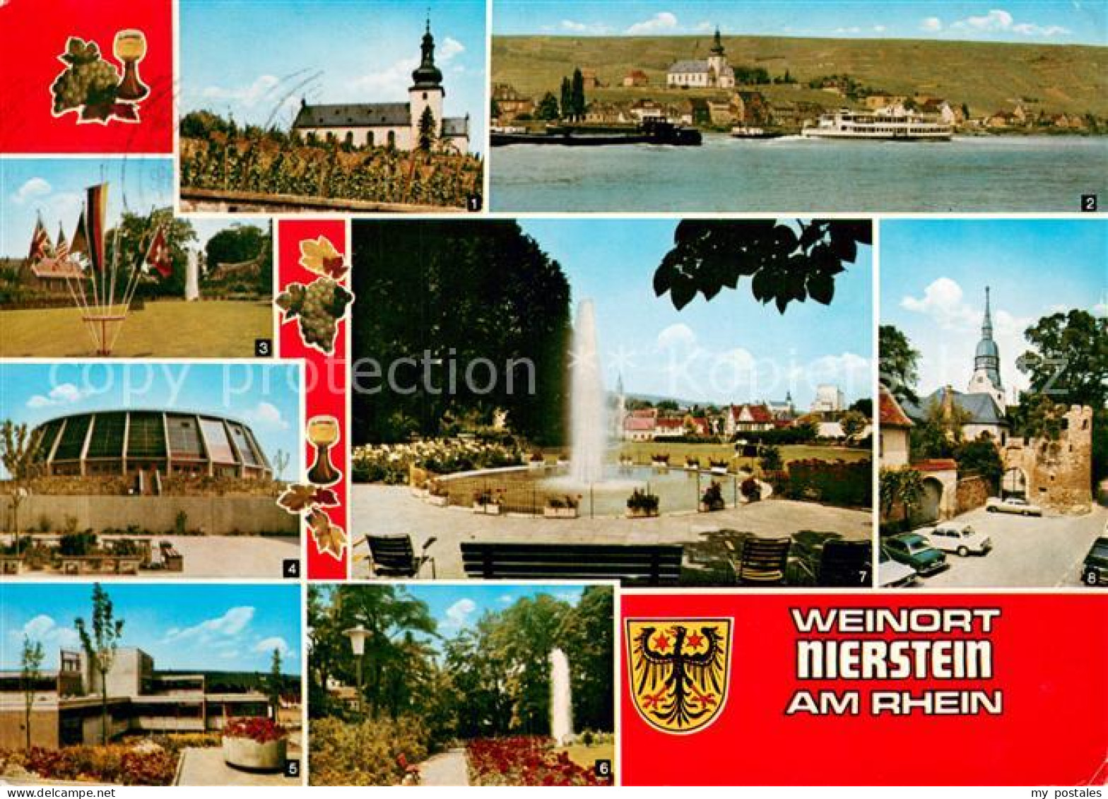 73671030 Nierstein Rhein Kirche Rhein Faehre Parkanlagen Sporthalle Schule Wasse - Nierstein