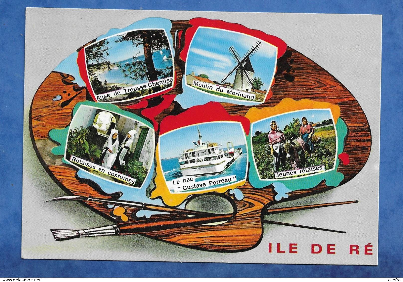 CPM ILE DE RE 17 - Multivues Palette De Peintre Avec Le Bac Gustave Perreau -1982 - Artaud Tampon Mécanique La Flotte - Ile De Ré