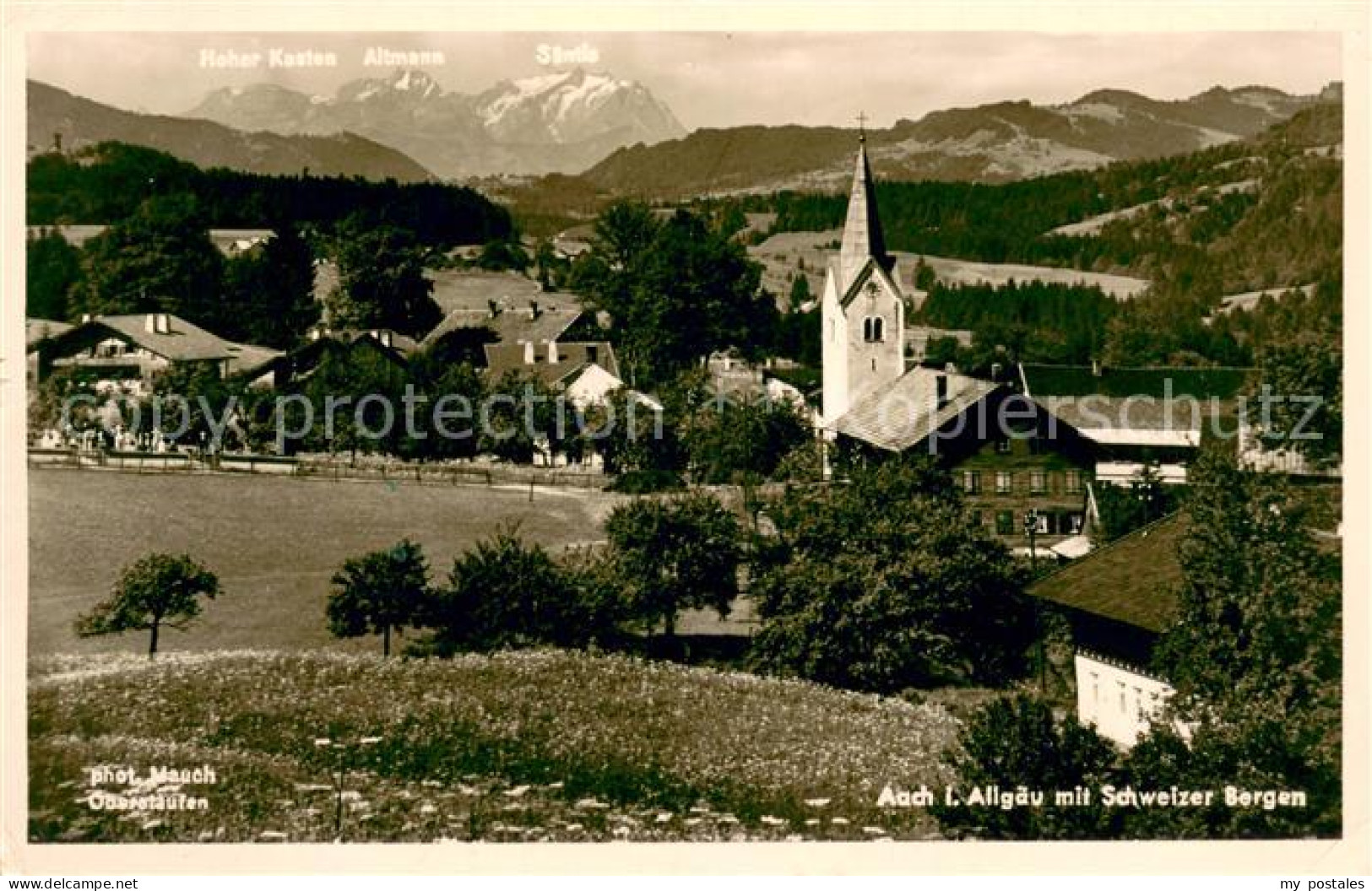 73670974 Aach Oberstaufen Ortsansicht Mit Kirche Schweizer Berge Aach Oberstaufe - Oberstaufen
