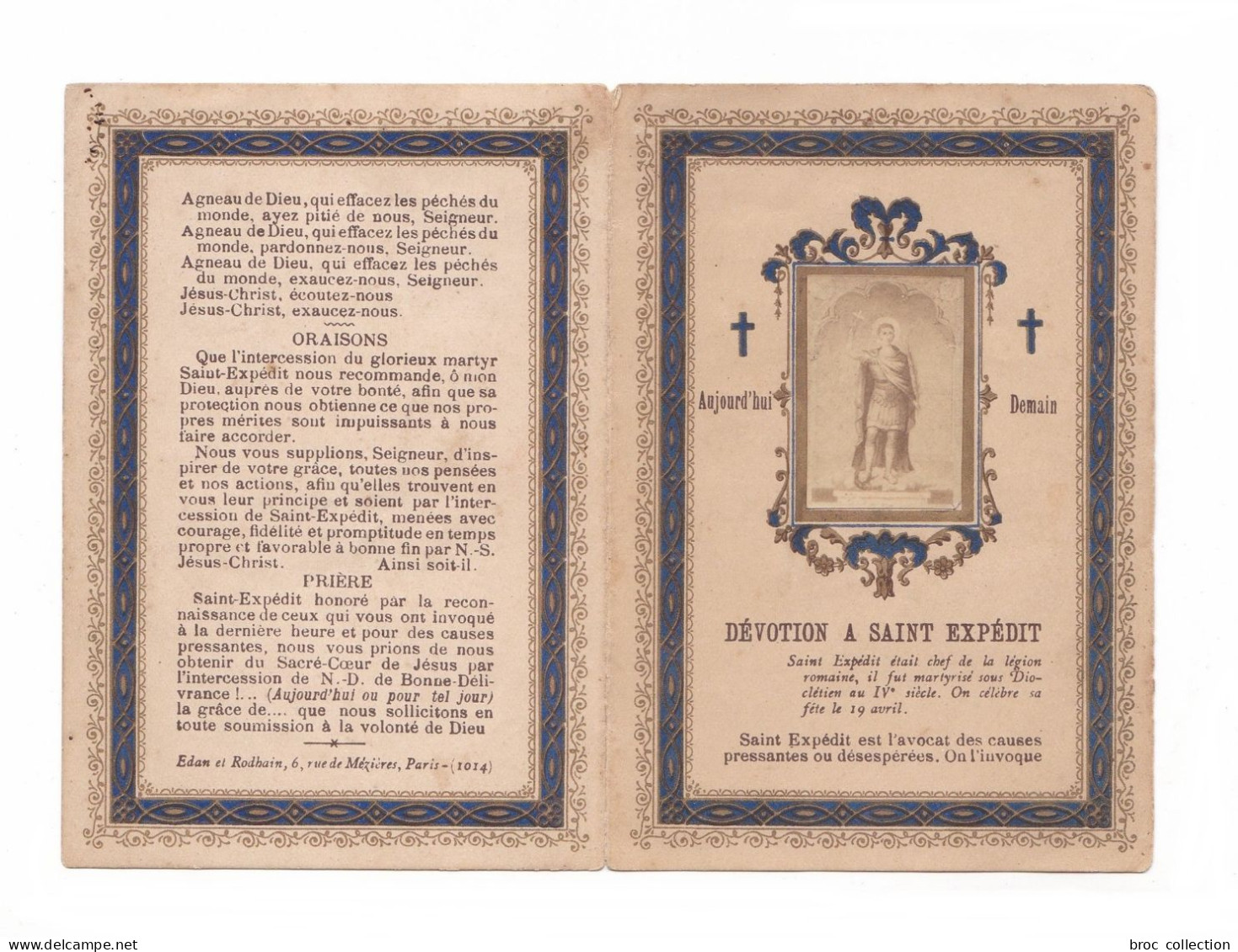 Dévotion à Saint Expédit, Oraisons, Prière, Litanies, éd. Edan Et Rodhain N° 1014 - Andachtsbilder