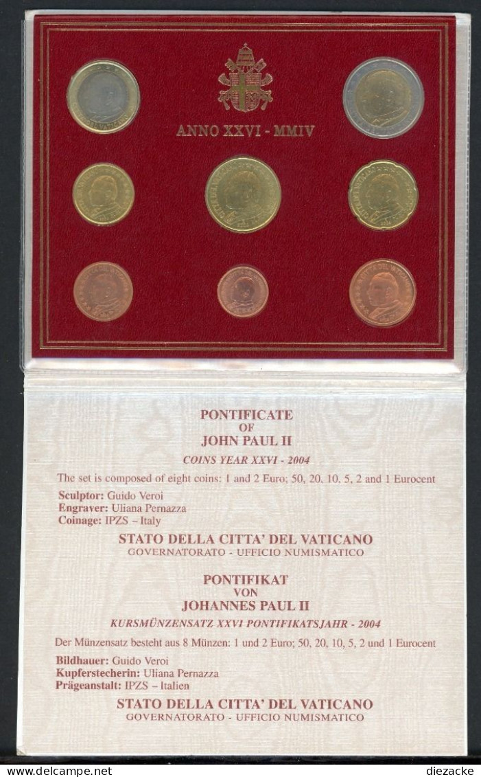 Vatikan 2004 Kursmünzensatz/ KMS Im Original Klappfolder ST (EM020 - Vatikan