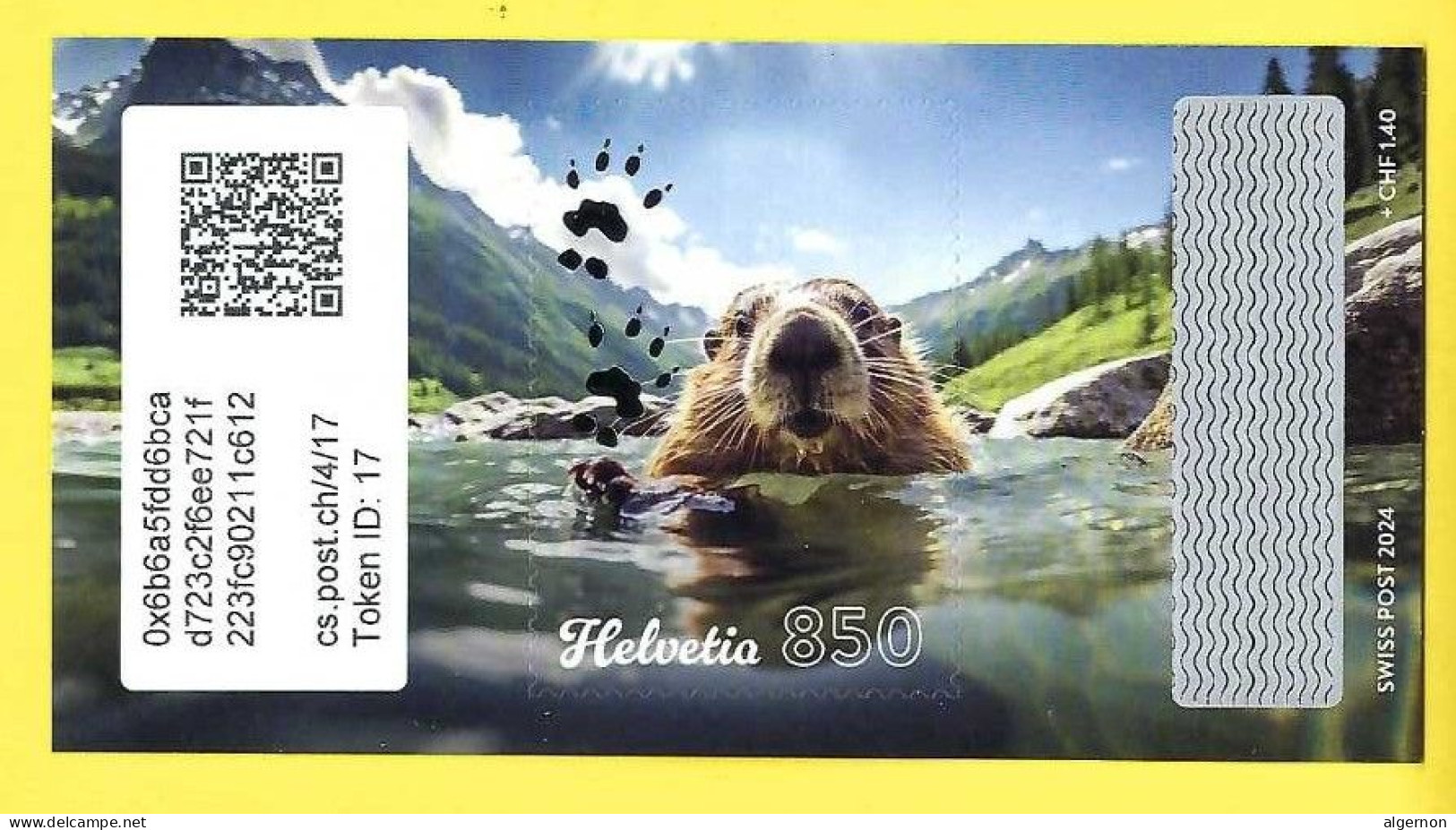 2024 Swiss Crypto Stamp 4.0 - ID 17 Swimming Natation ** Marmotte  Tirage 7500 Exemplaires ! - Neufs