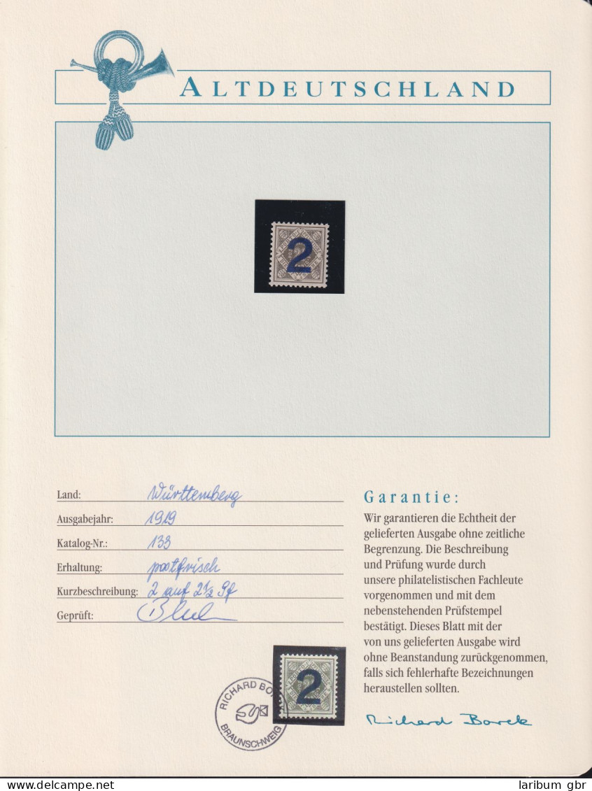 Altdeutschland Württemberg Dienstmarken 133 Postfrisch Borek Garantie #NH253 - Postfris