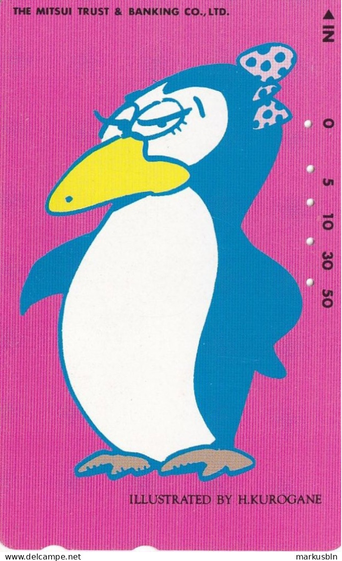 Japan Tamura 50u Old Private 110 - 160132 Drawing Penguin Aninal Mitsui Banking - Giappone