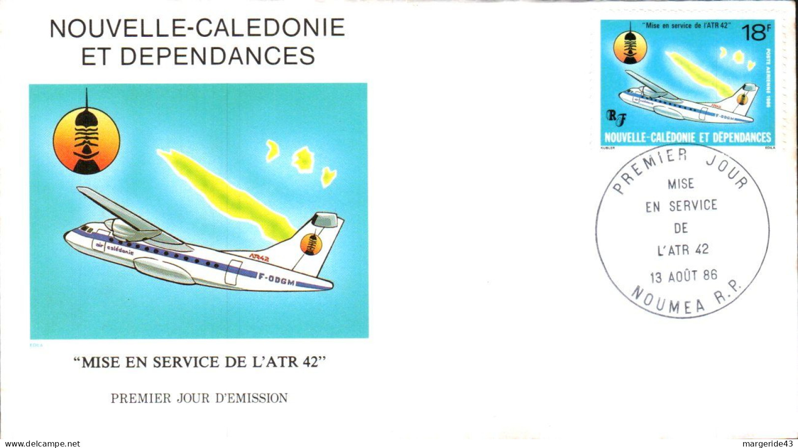 NOUVELLE CALEDONIE FDC 1986 MISE EN SERVICE DE L'ATR - FDC