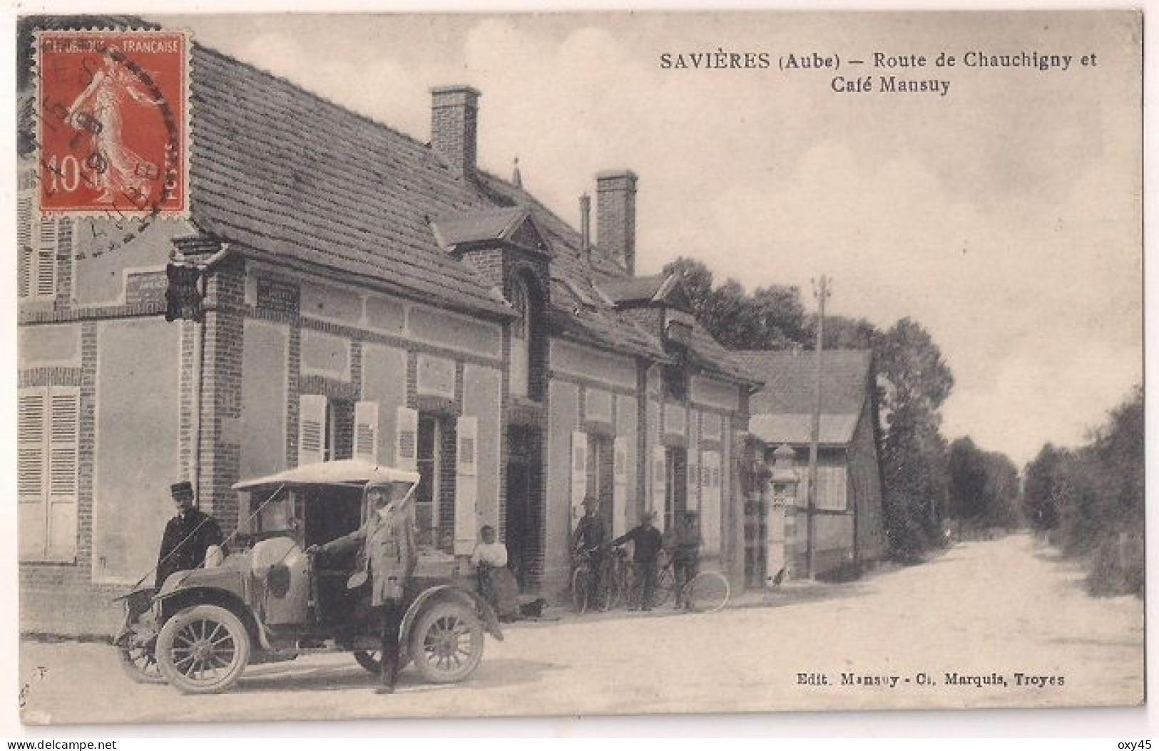 Savières - Route De Chauchigny Et Café Mansuy - Other & Unclassified