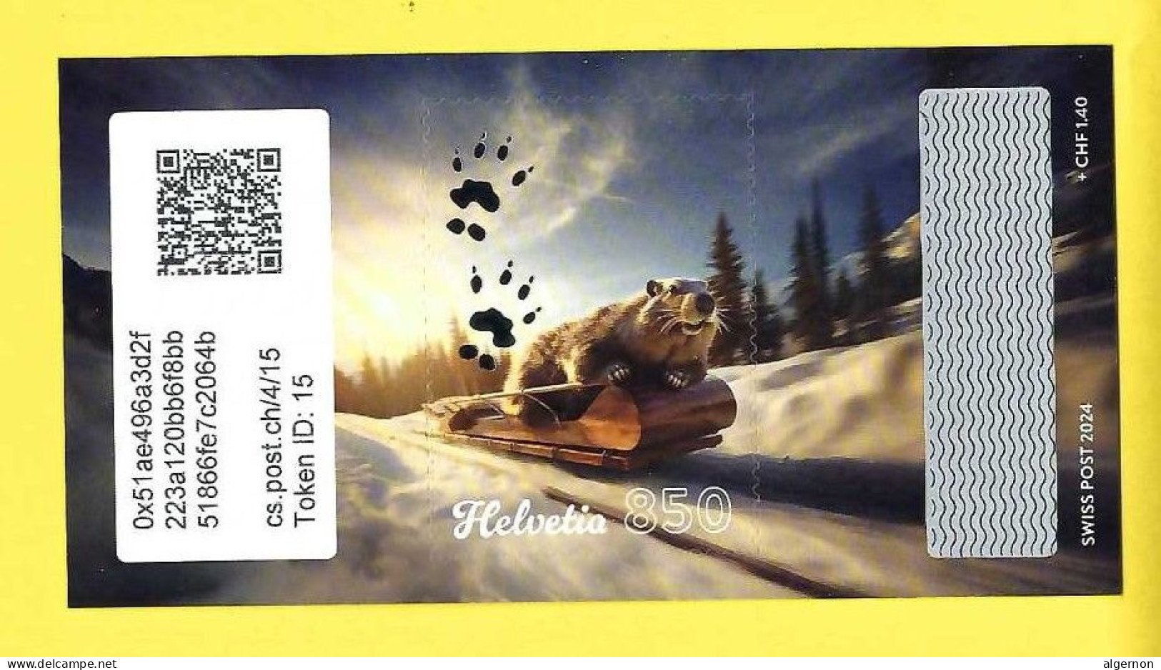 2024 Swiss Crypto Stamp 4.0 - ID 15  ** Marmotte Sledging Luge Tirage 7500 Exemplaires ! - Neufs