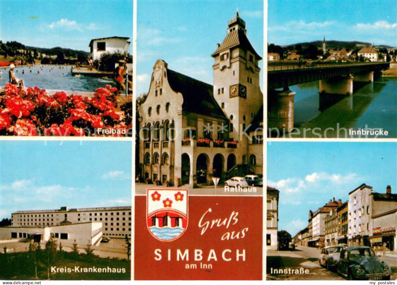 73670848 Simbach Inn Freibad Rathaus Innbruecke Kreis Krankenhaus Innstrasse Sim - Simbach