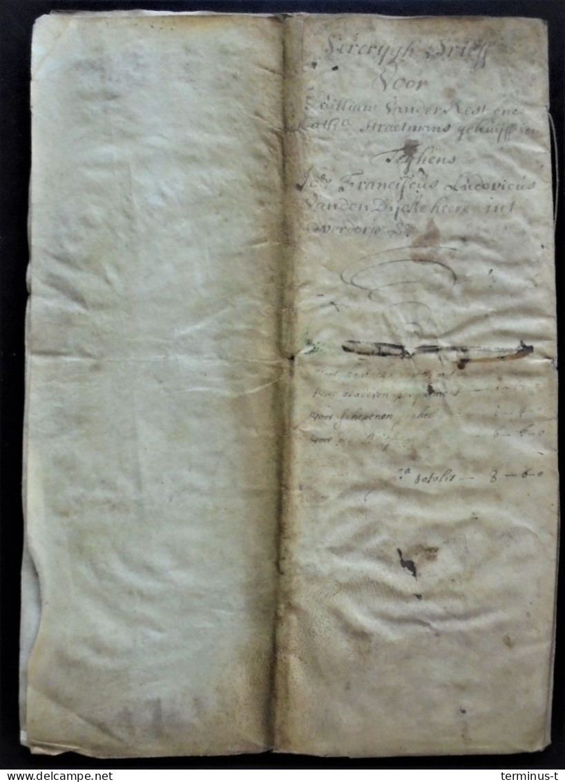 SINT-PIETERS-LEEUW. "Vercrijghbrief" Anno 1740 Op PERKAMENT - Manuscrits