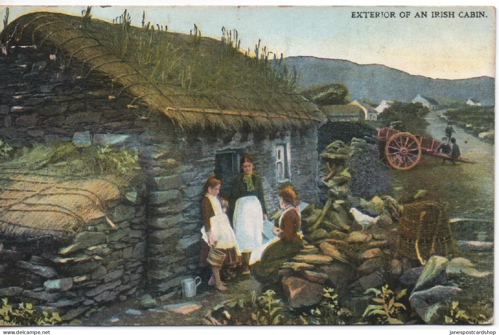 EXTERIOR OF AN IRISH CABIN - POSTCARD MADE OF PEAT - IN GOOD CONDITION - Other & Unclassified