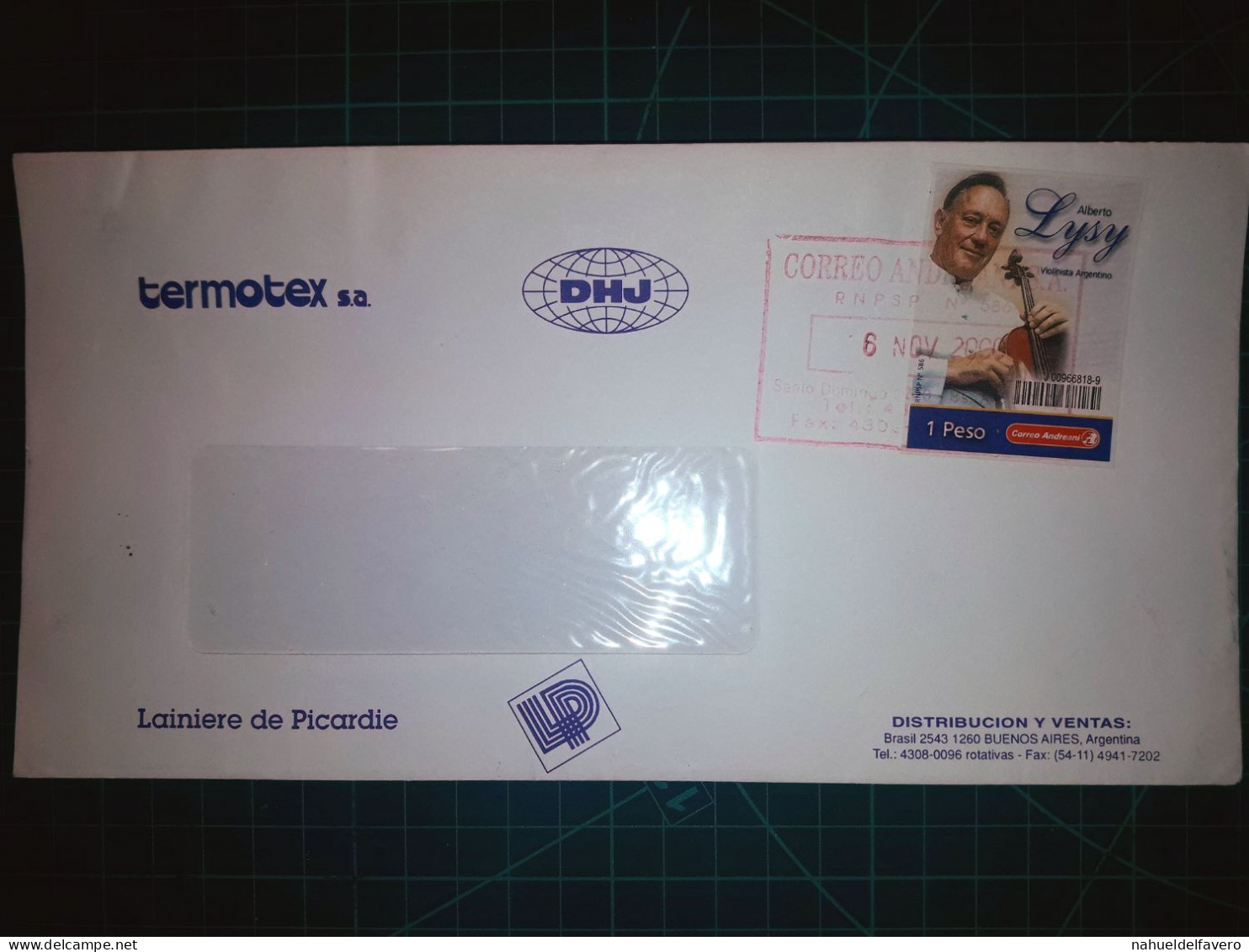 ARGENTINE, Enveloppe De "Termotex S.A., Distribution Et Ventes". Timbre-poste : Alberto Lysy. - Used Stamps