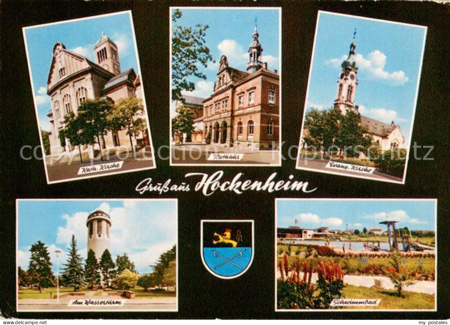 73670663 Hockenheim Kath Kirche Rathaus Ev Kirche Am Wasserturm Schwimmbad Hocke - Hockenheim