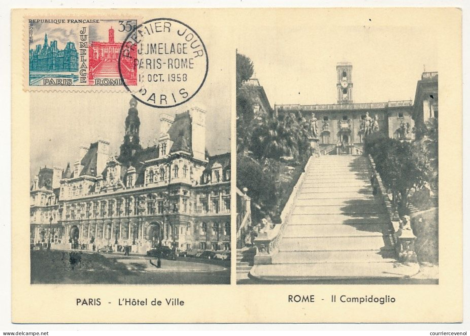 FRANCE - Carte Maximum - 35F Jumelage Paris Rome - 11 Octobre 1959 - Paris - 1950-1959